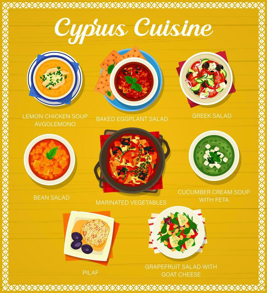 Chipre cozinha vetor cardápio modelo cipriota refeições