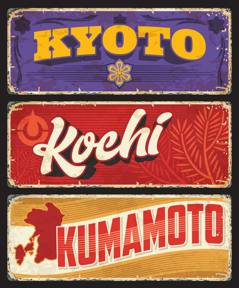 kumamoto, Kochi e Quioto prefeitura pratos vetor