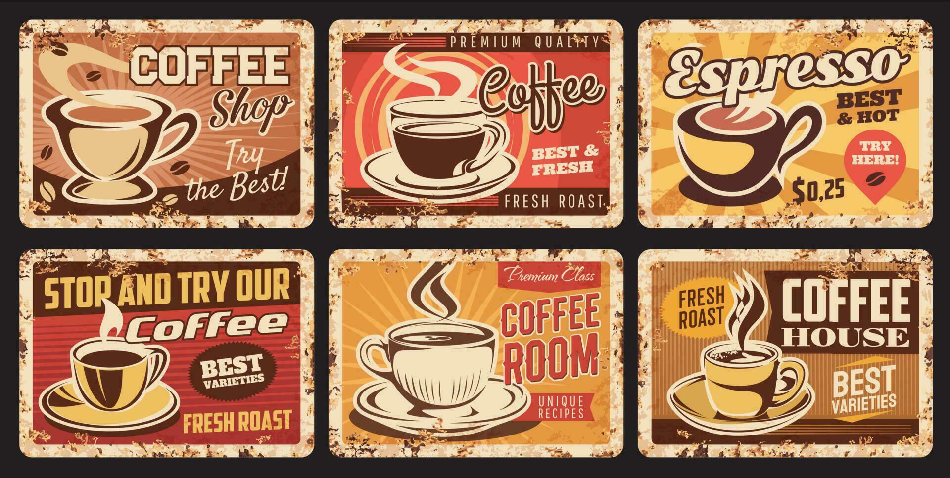 café vintage sinais do cafeteria, fazer compras ou Barra vetor