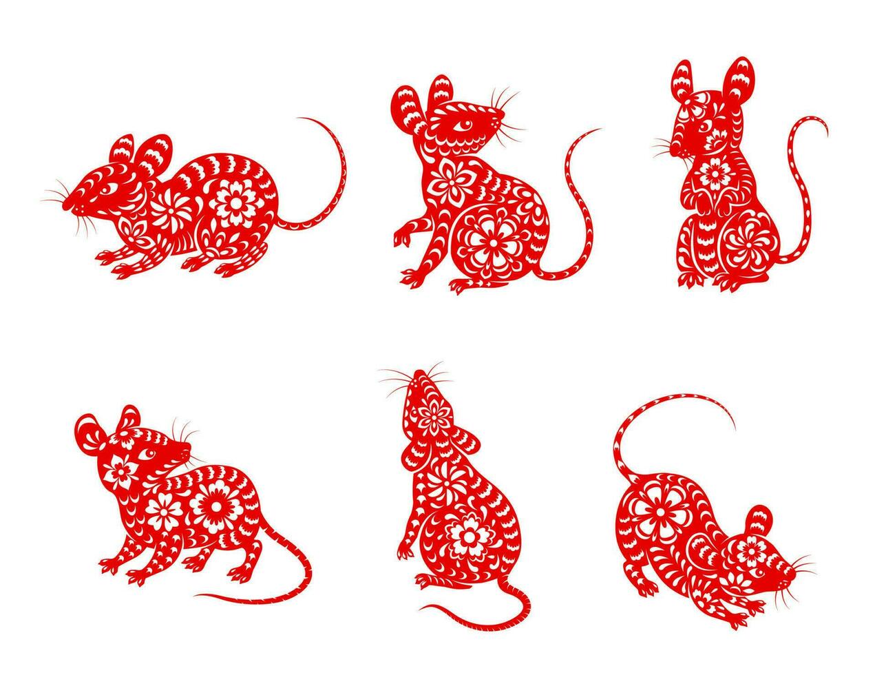 chinês zodíaco animal rato ou rato vetor ícones