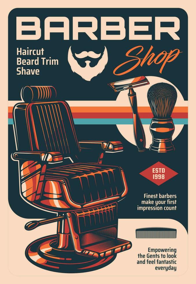 barbeiro fazer compras vetor vintage publicidade poster