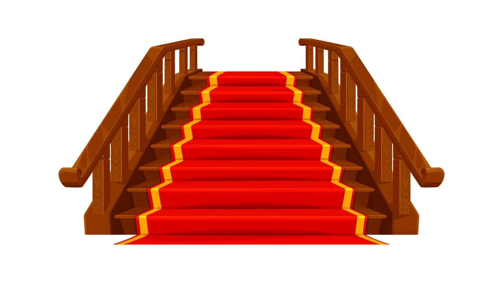 castelo de madeira escadas com vermelho tapete, real vetor