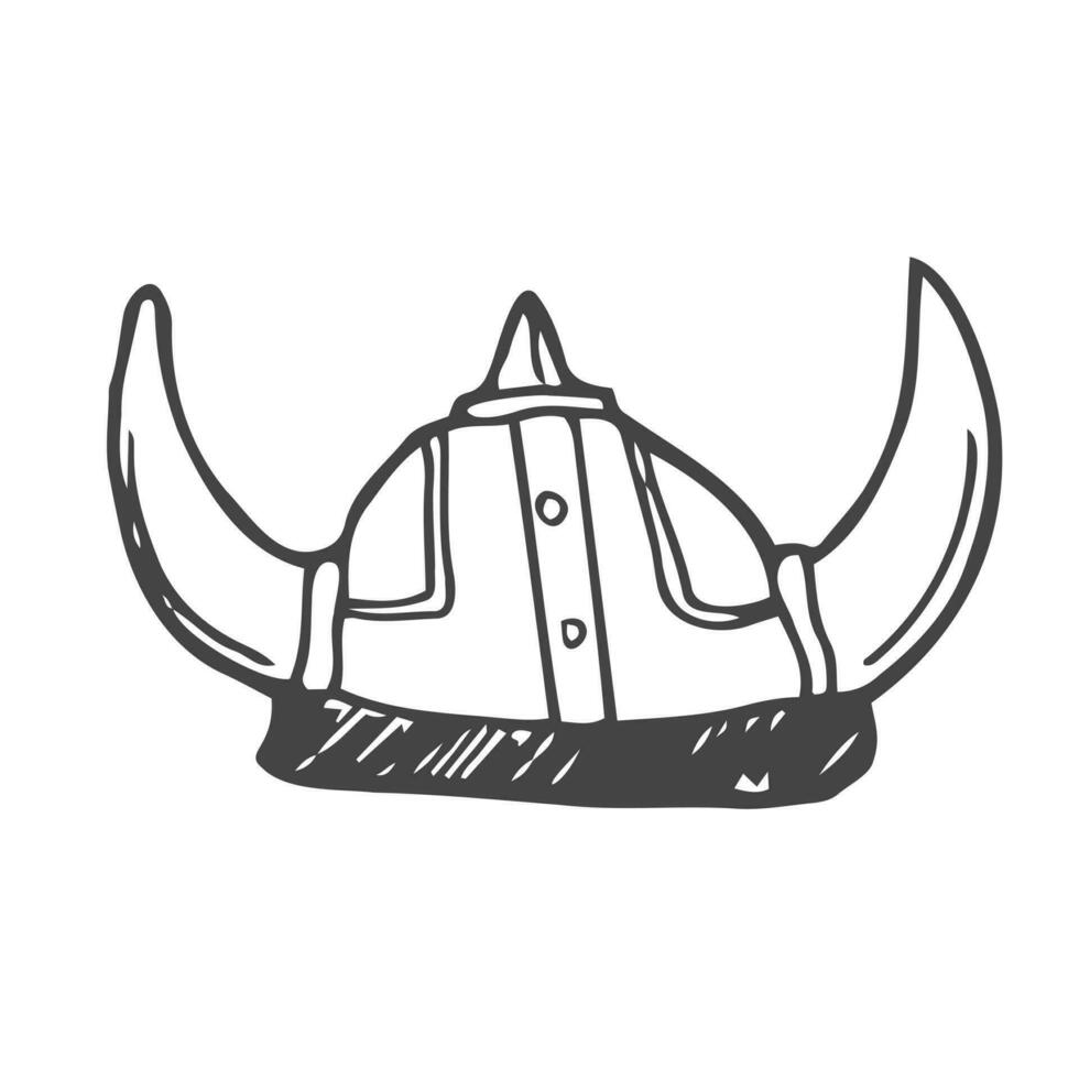 rabisco viking capacete. Preto e branco viking capacete desenho animado dentro vetor