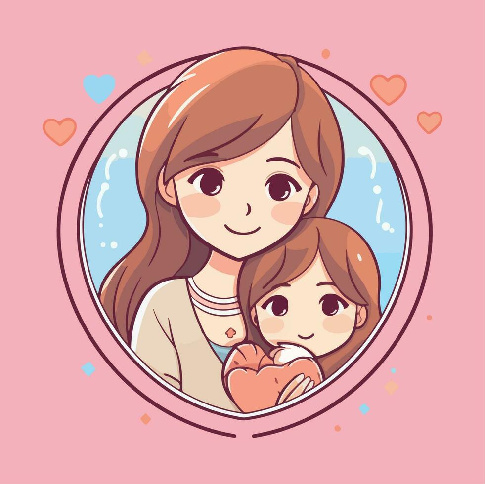 mães dia ilustração vetor conceito fofa kawaii estilo amor criança