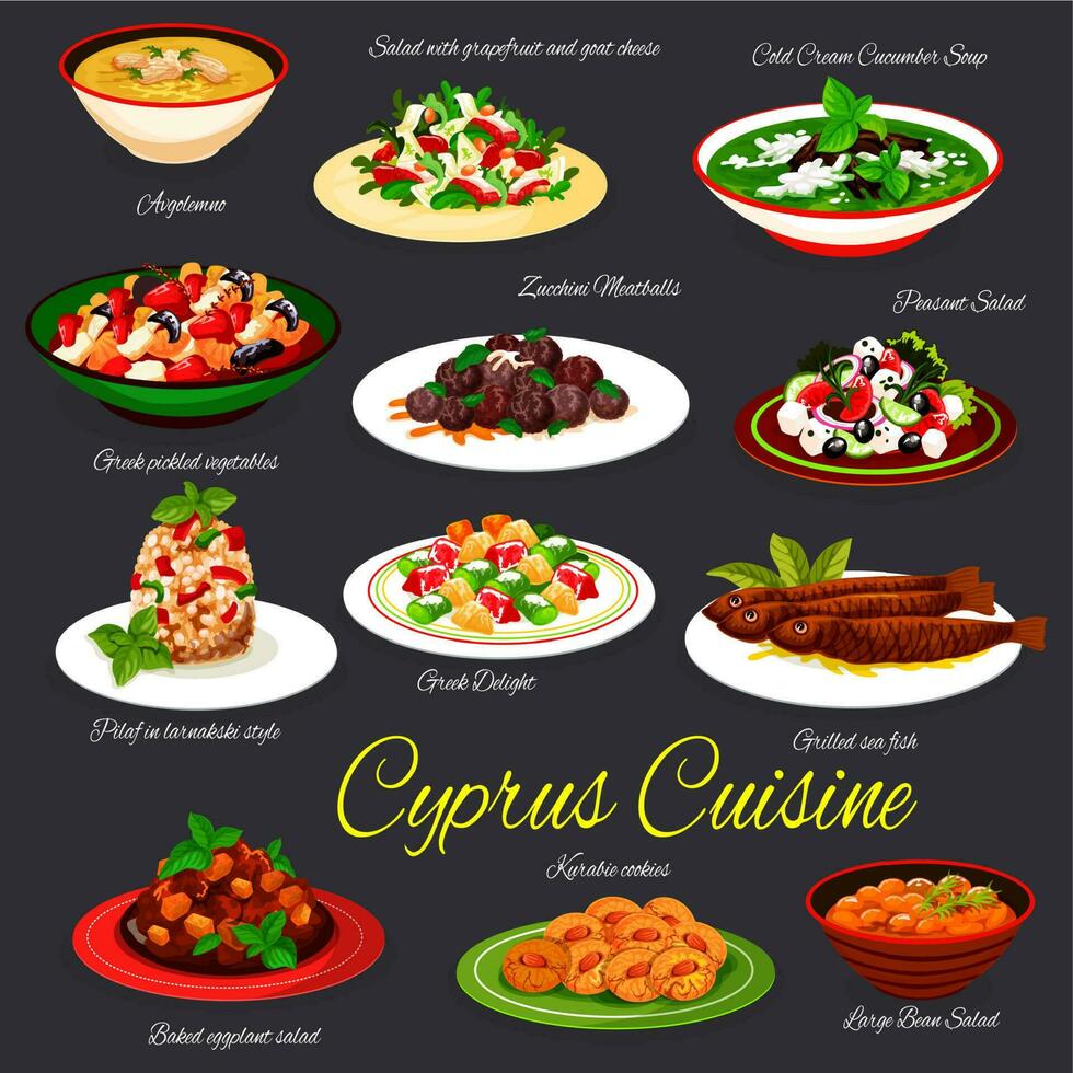 Chipre cozinha restaurante refeições cardápio vetor