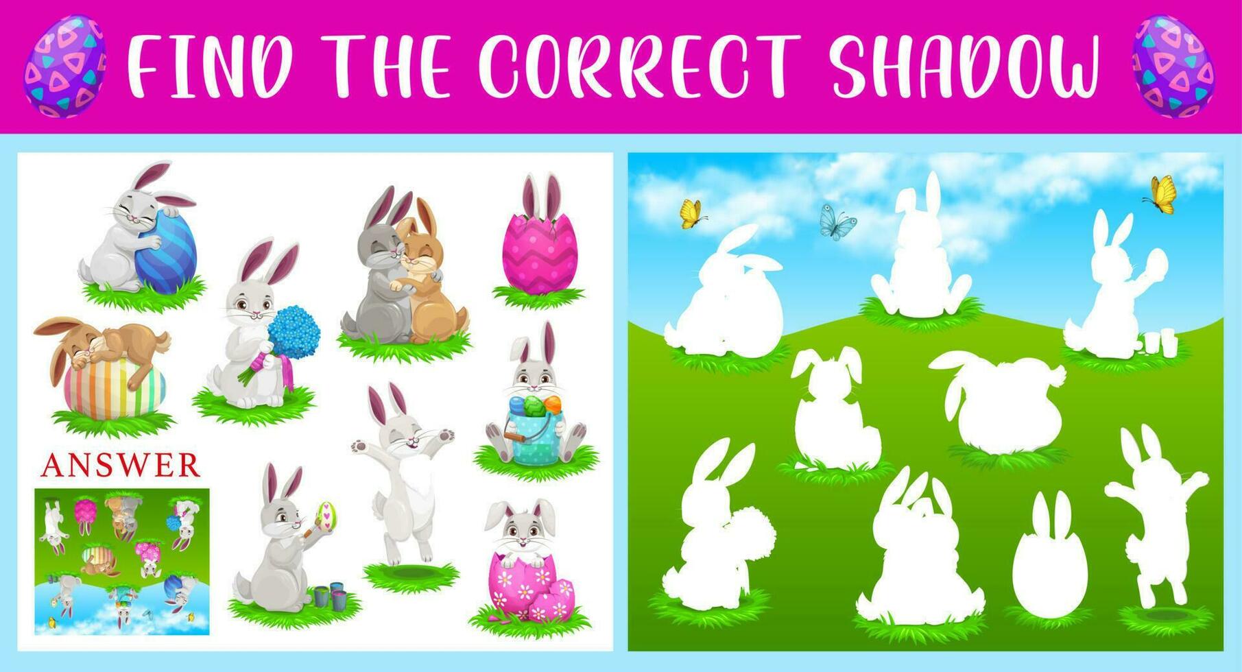 sombra Combine criança jogos com Páscoa coelhos e ovos vetor
