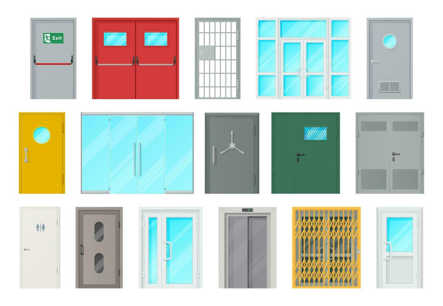 Entrada portas isolado desenho animado vetor ícones conjunto