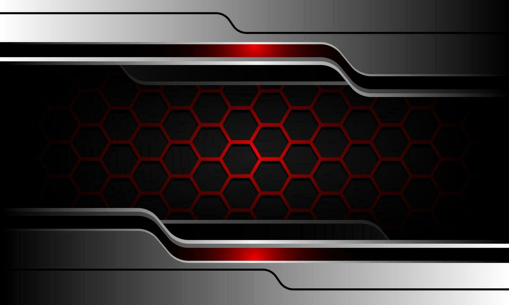 abstrato vermelho hexágono malha cinzento prata Preto cyber Projeto moderno luxo futurista tecnologia fundo vetor