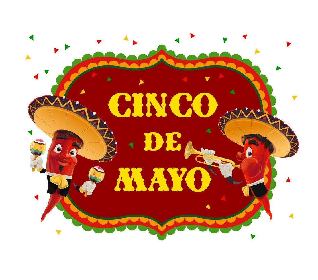 Pimenta mariachi do mexicano cinco de maionese feriado vetor