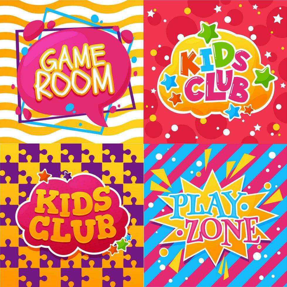 crianças clube, jogos sala, jogar zona vetor