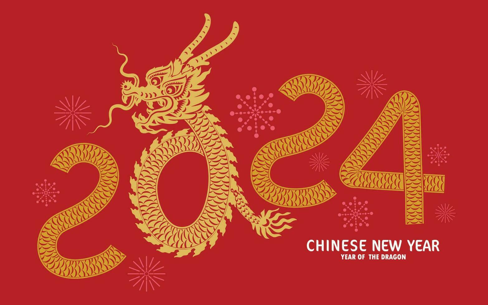 feliz chinês Novo ano 2024 ano do a chinês Dragão zodíaco vetor