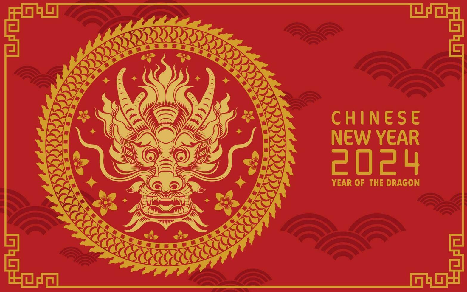 feliz chinês Novo ano 2024 ano do a chinês Dragão zodíaco vetor