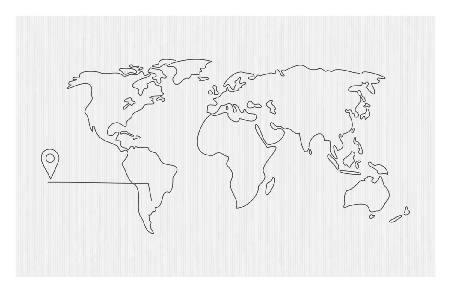 rabisco mundo mapa com geotag. plano simples vetor para apresentações.