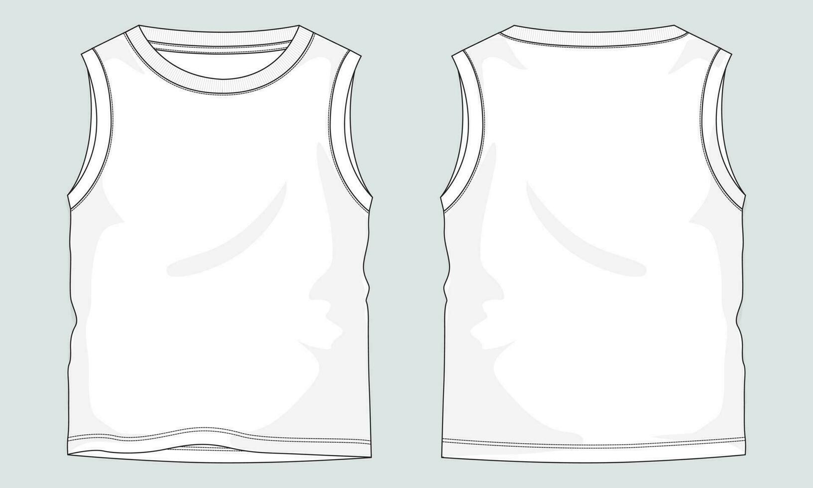 tanque tops técnico desenhando moda plano esboço vetor ilustração modelo frente e costas Visualizações