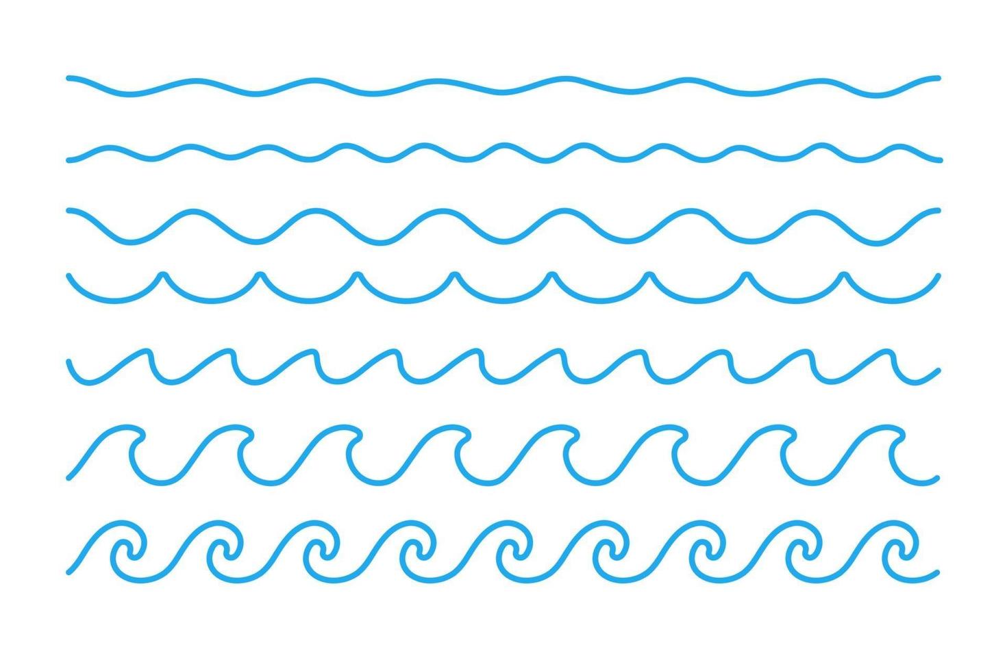vetor de onda de água. ondas balançando em lagos e oceanos, isolados no fundo branco