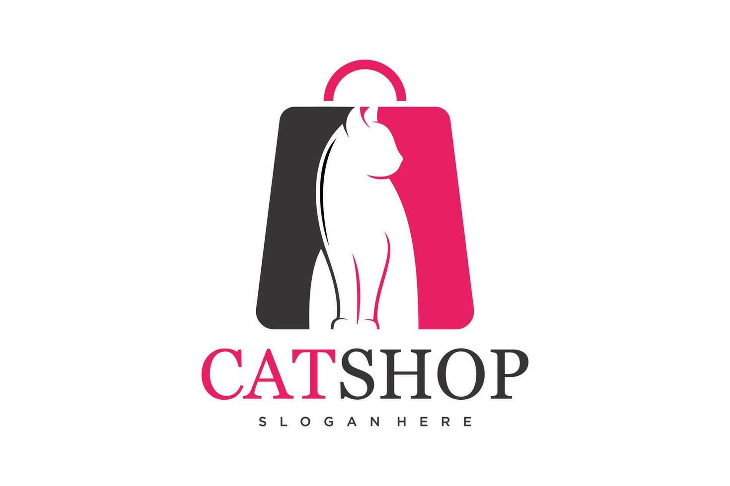 gato fazer compras logo.cat logotipo. animal fazer compras logotipo conceito. animal vetor ilustração