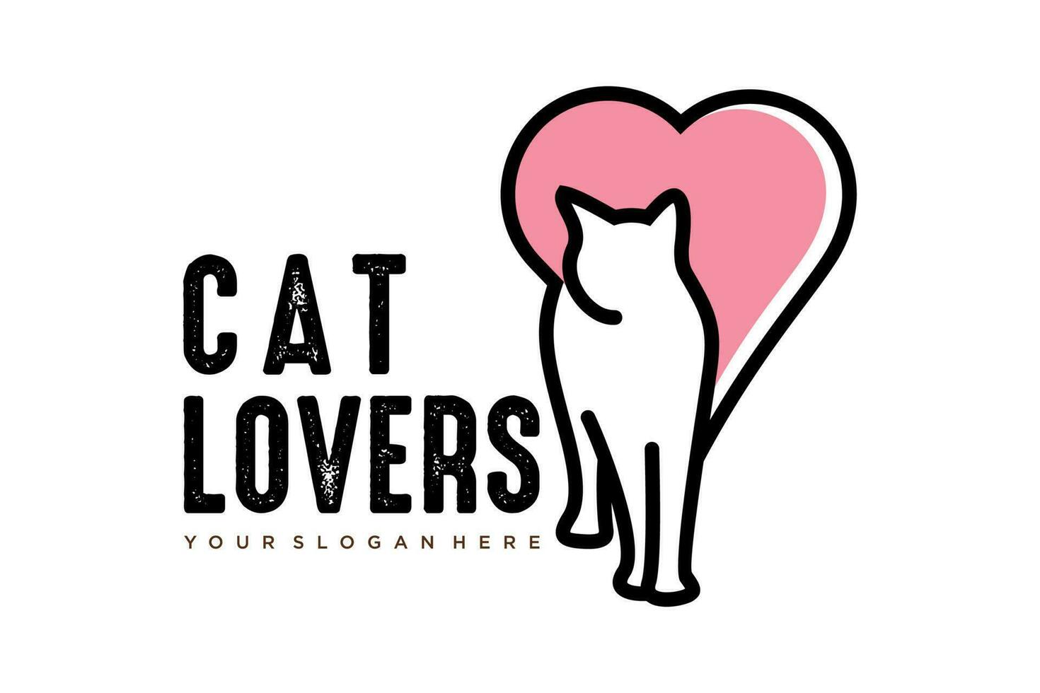 gato amor logo.cat logotipo. animal fazer compras logotipo conceito. animal Cuidado logotipo conceito. animal vetor ilustração