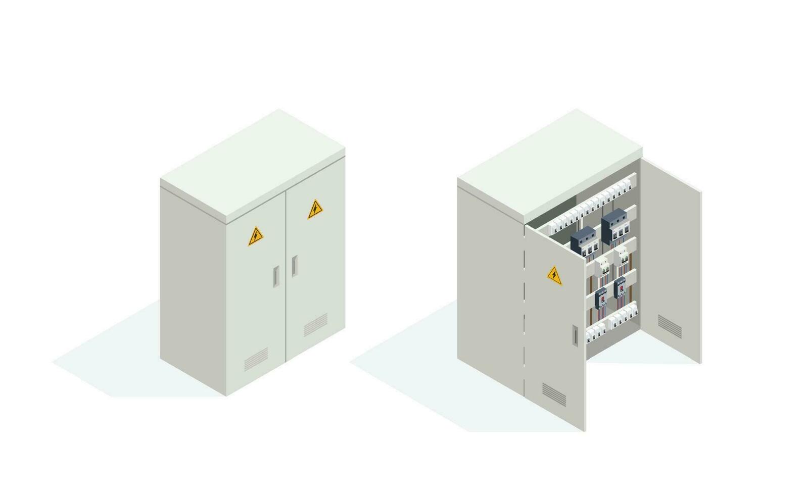 elétrico quadro de distribuição ou gabinete Como poder objeto isométrico. vetor ilustração