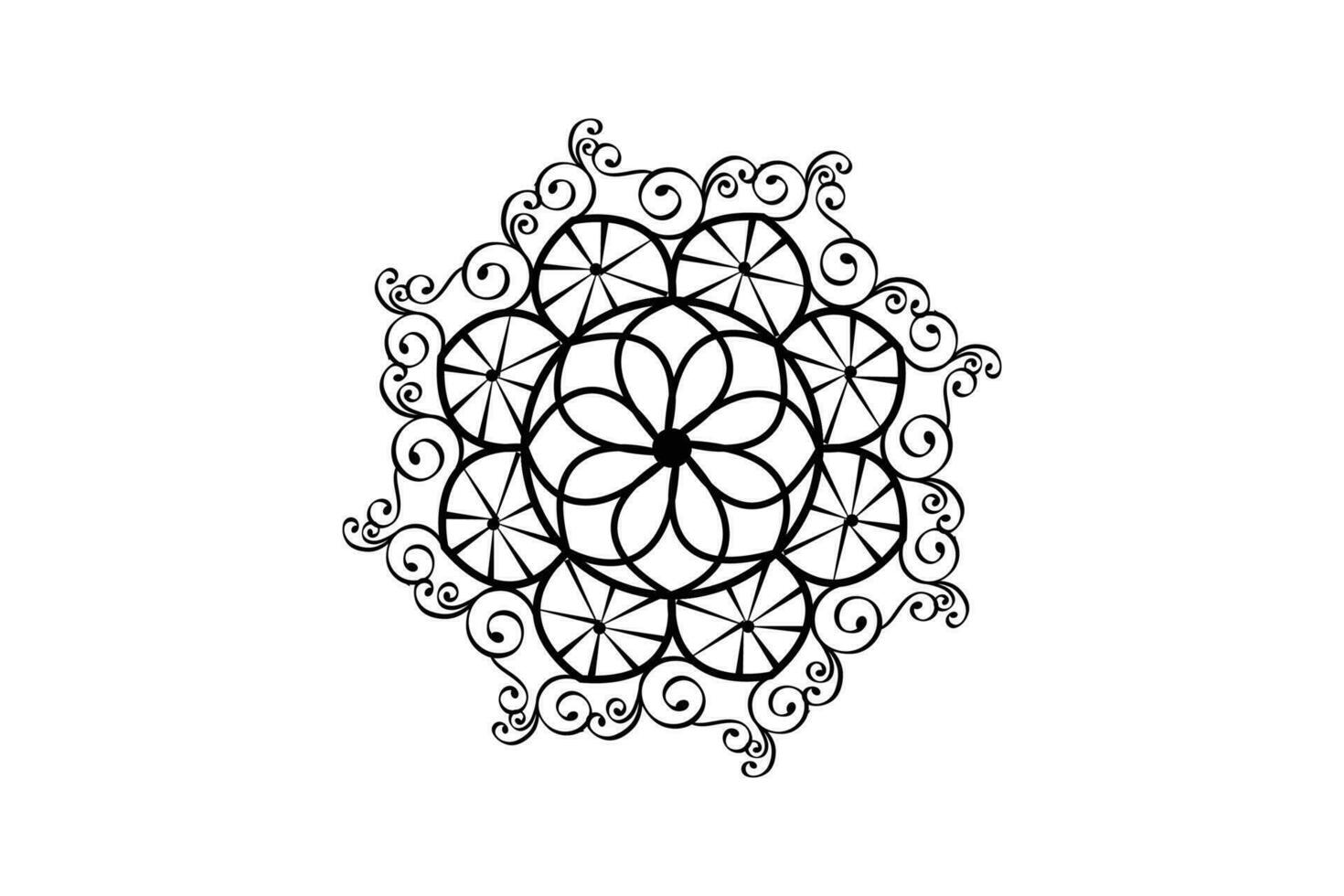 desenhado à mão mandala com floral padrões. ornamental mandala adulto coloração livro página. mandala padronizar para hena, mehndi, tatuagem, e decoração. vetor
