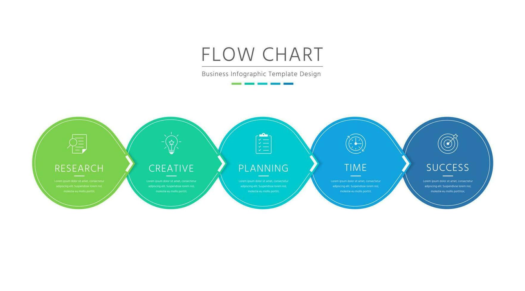 fluxo gráfico, o negócio infográfico Projeto com colorida círculo elementos com ícones vetor