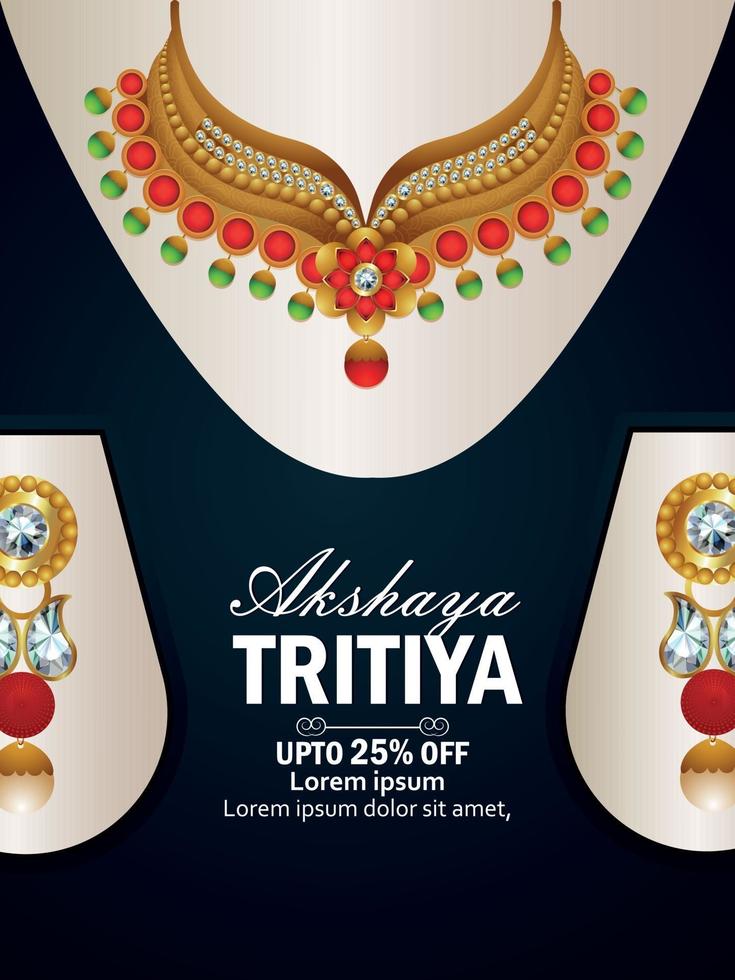 pôster de liquidação de celebração akshaya tritiya com colar de ouro vetor