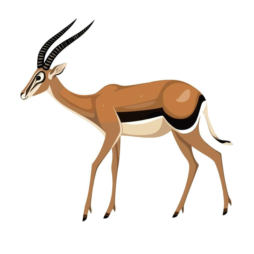 gazela veado com grande chifres e visto costas vetor isolado em uma branco fundo