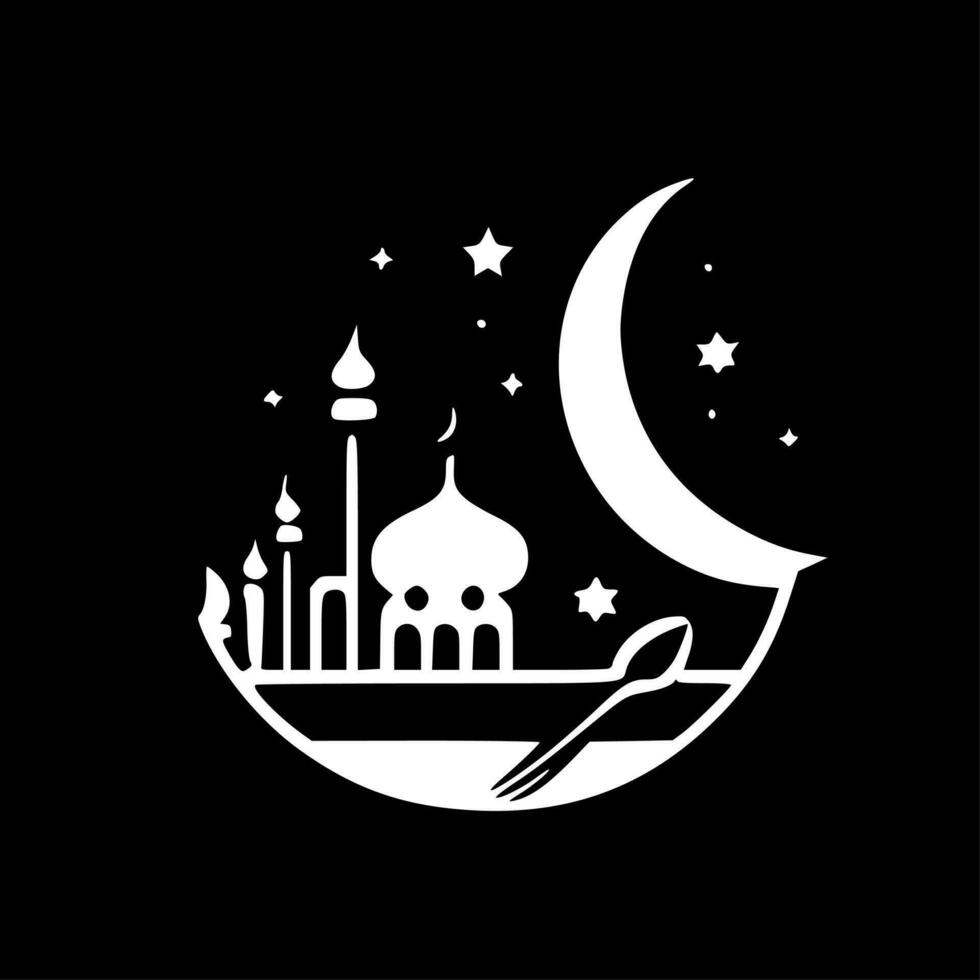 Ramadã - Preto e branco isolado ícone - vetor ilustração