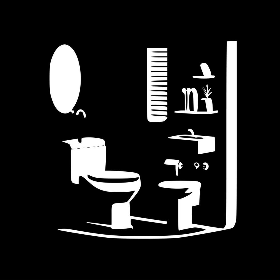banheiro, Preto e branco vetor ilustração