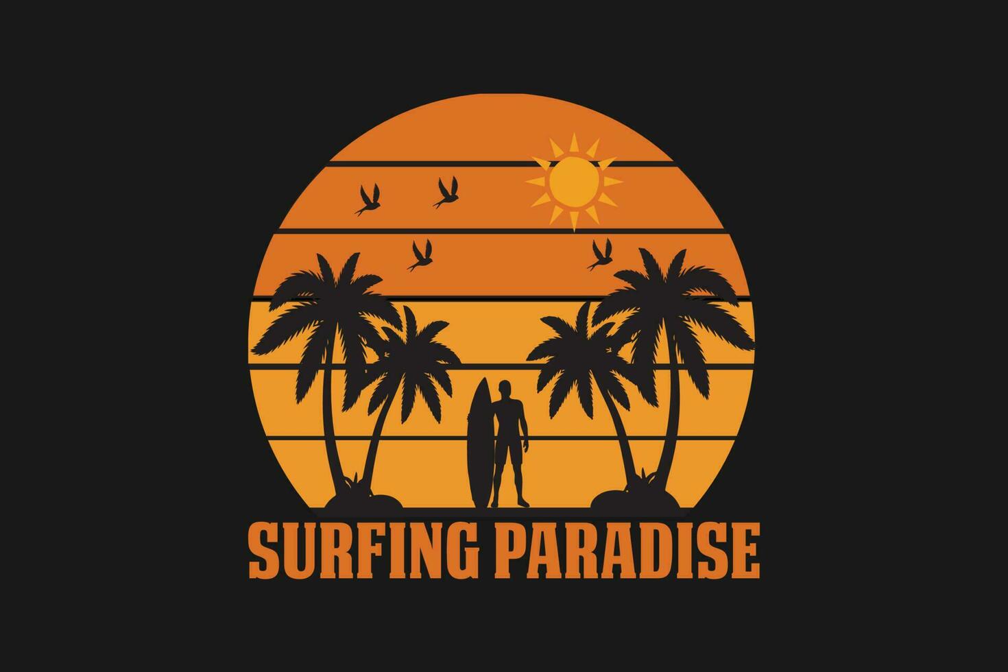 surfar paraíso camiseta vetor