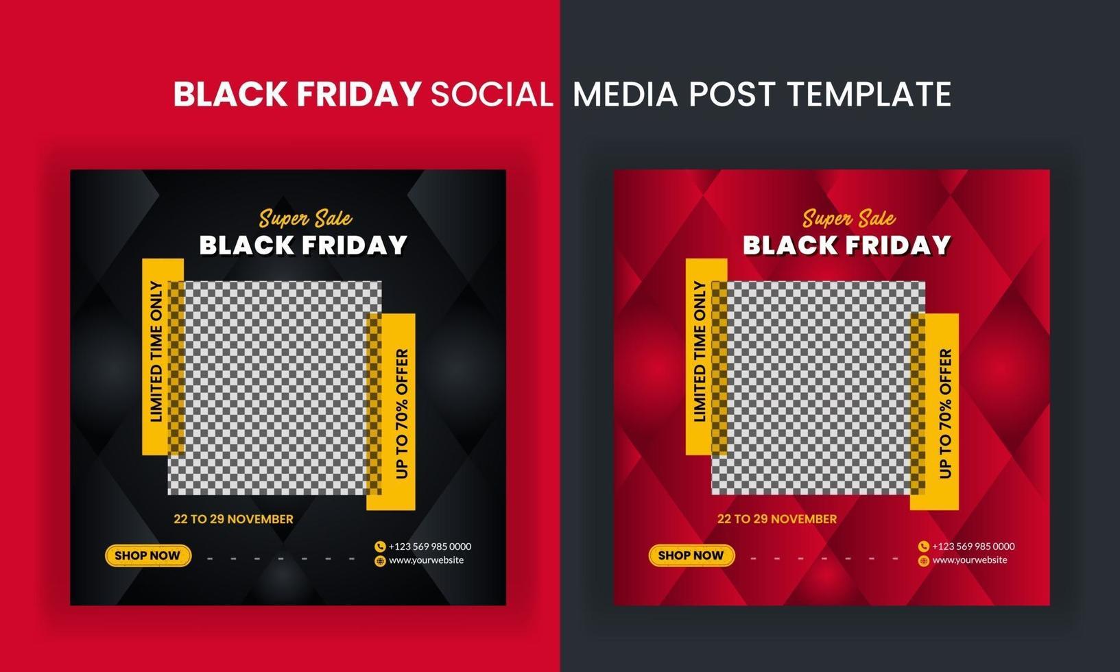 modelo de postagem de mídia social black friday vetor