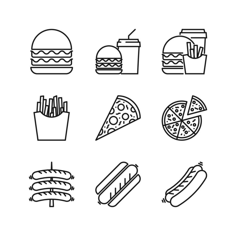 editável conjunto ícone do velozes comida, vetor ilustração isolado em branco fundo. usando para apresentação, local na rede Internet ou Móvel aplicativo