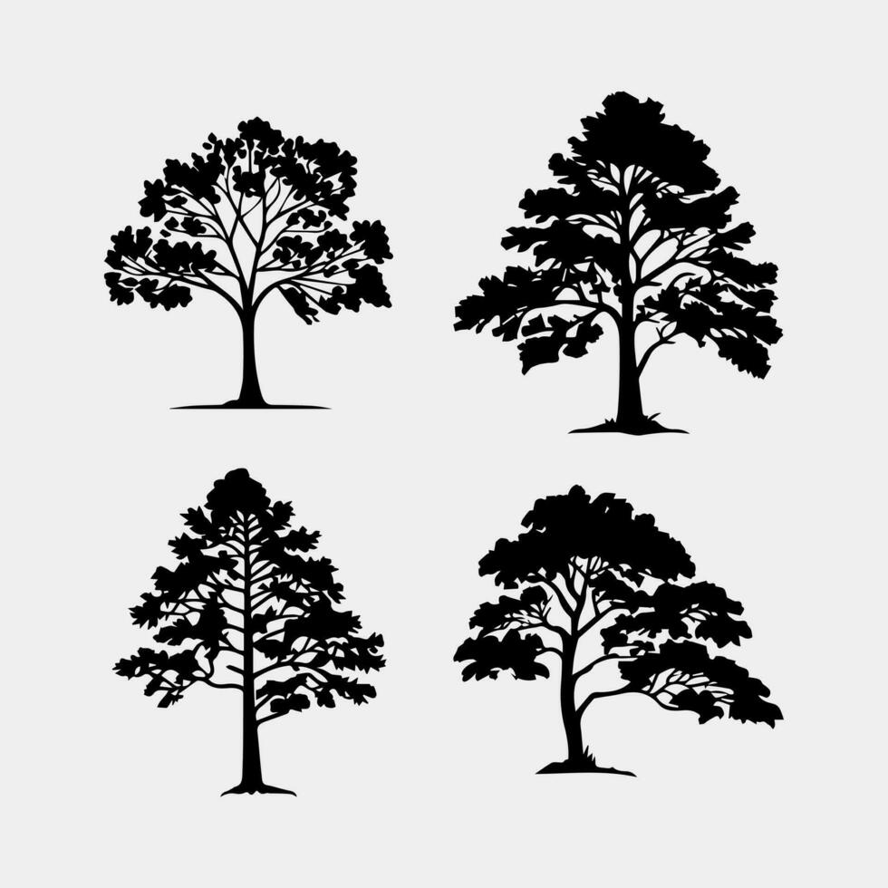 silhuetas de árvores em fundo branco. ilustração vetorial vetor