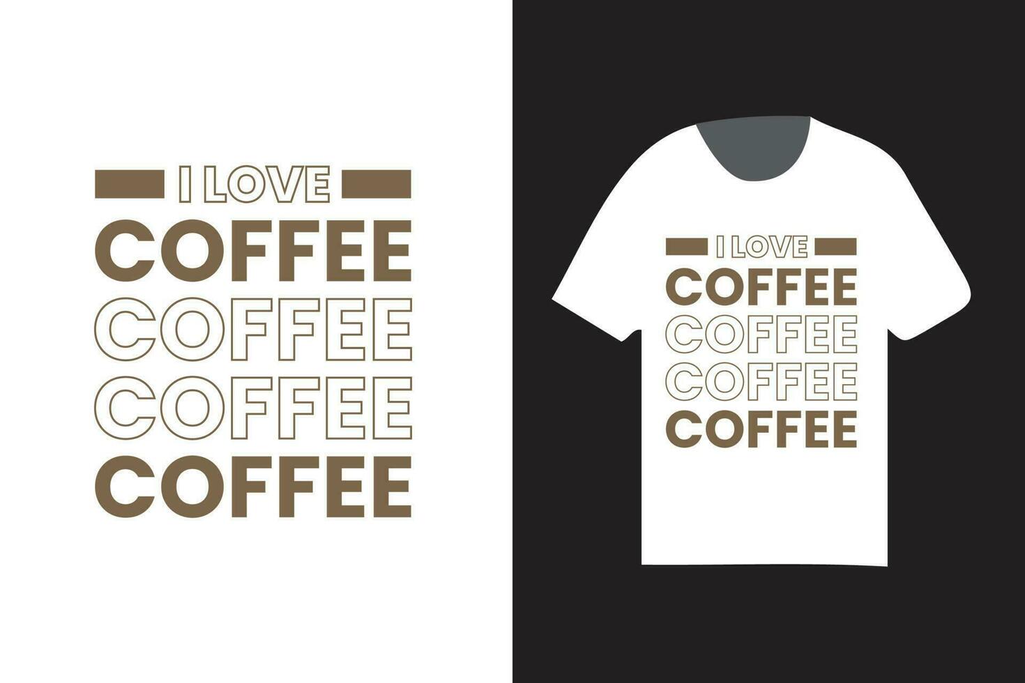 Eu amor café repetido palavra tipografia, moderno elegante tipografia t camisa Projeto vetor