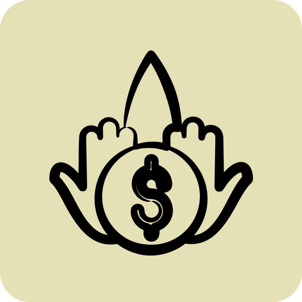 ícone financiamento colaborativo. adequado para Educação símbolo. mão desenhado estilo. simples Projeto editável vetor