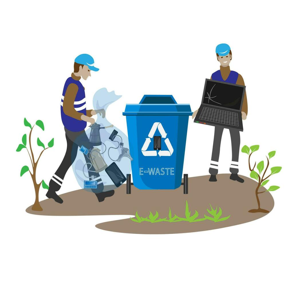 eco amigáveis pessoas lixo colecionador.homem com resíduos.pessoas ordenar lixo de tipo para dentro containers para reciclando. ecologia conceito. plano vetor ilustração. Cuidado lixo separação pessoas Ordenação.