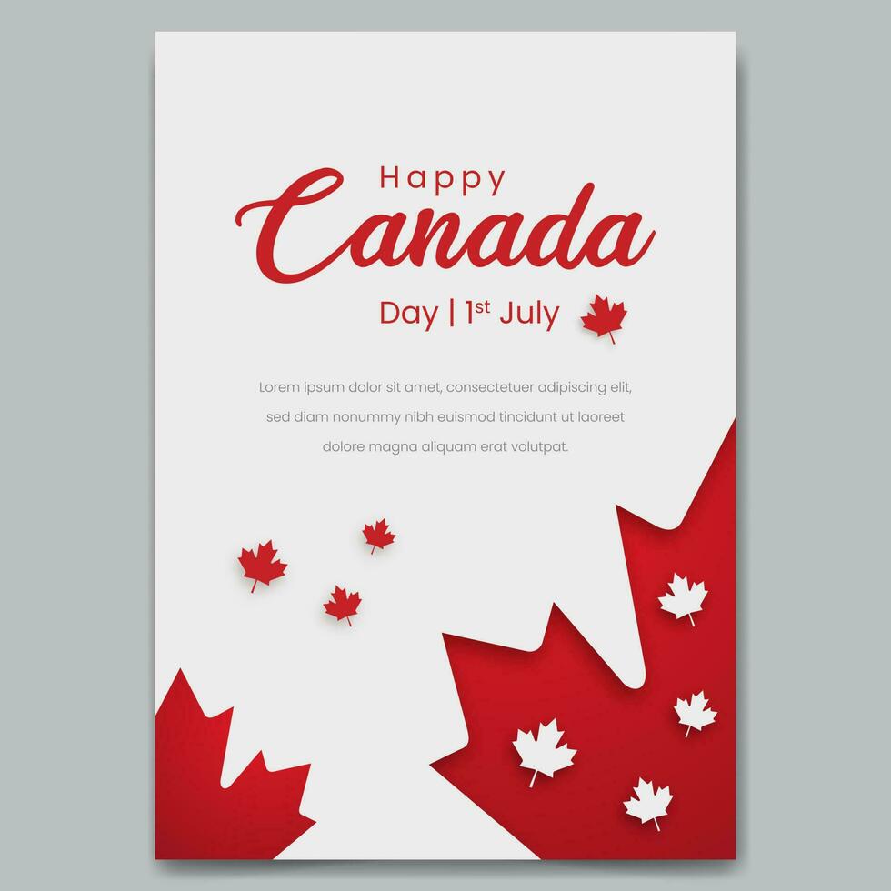 feliz Canadá dia 1º Julho poster com bordo folha silhueta ilustração vetor