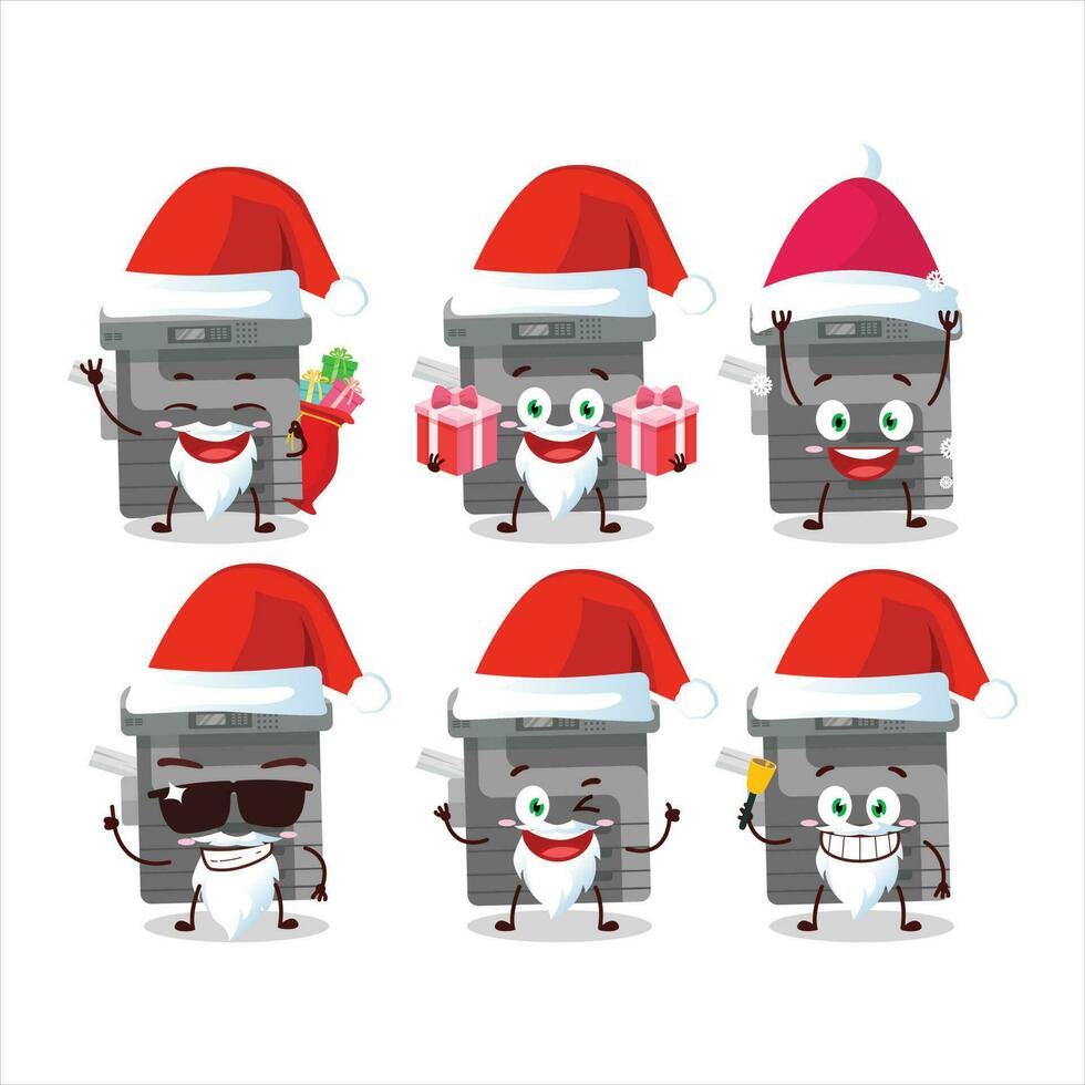 santa claus emoticons com escritório copiadora desenho animado personagem vetor