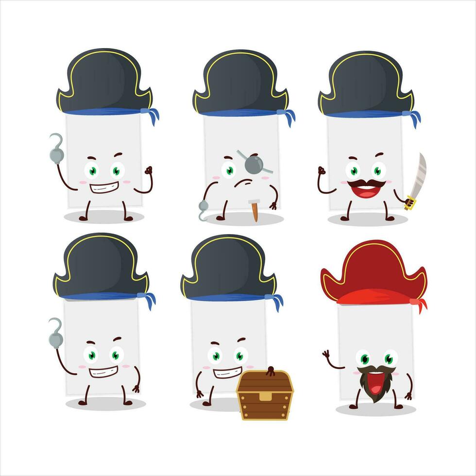 desenho animado personagem do branco envelope com vários piratas emoticons vetor