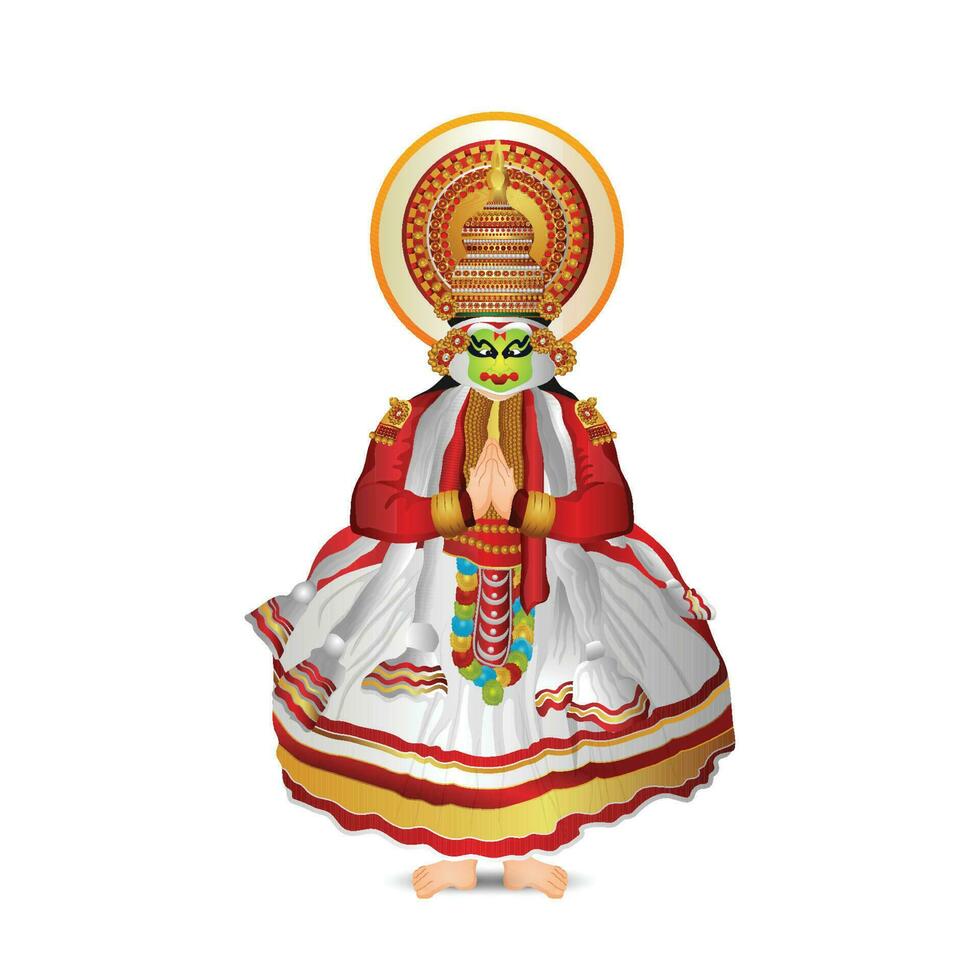 Kathakali dançarino realizando vetor ilustração