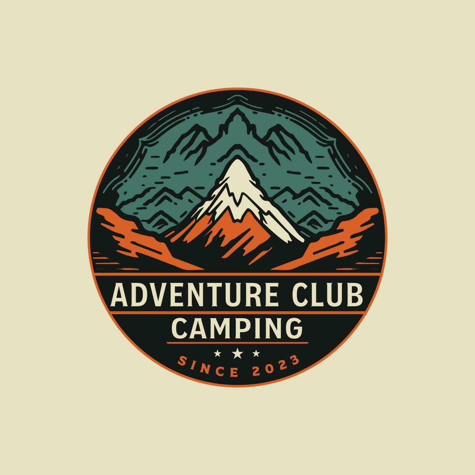 aventura clube retro vintage crachá logotipo Projeto. vetor