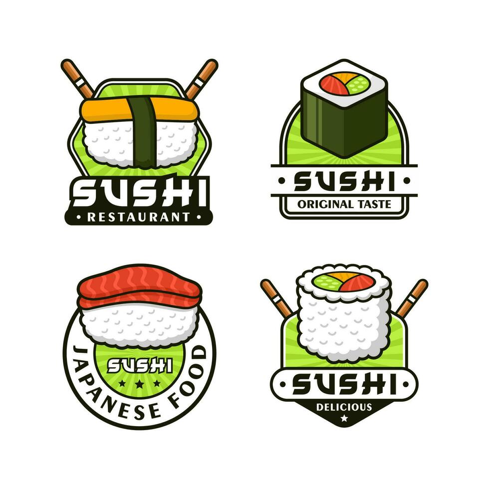 Sushi japonês Comida Projeto logotipo coleção vetor