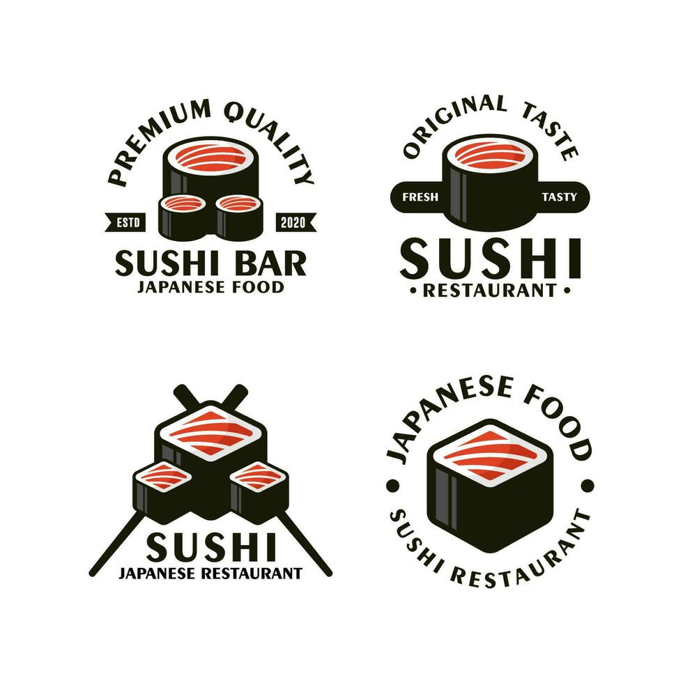Sushi japonês Comida restaurante Projeto logotipo coleção vetor