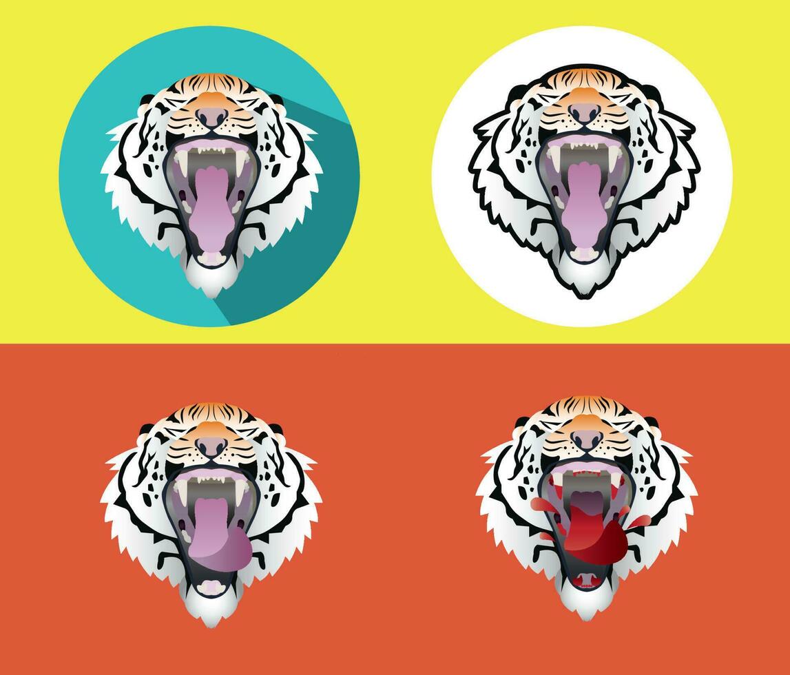 intrincado vetor tigre logotipo conjunto