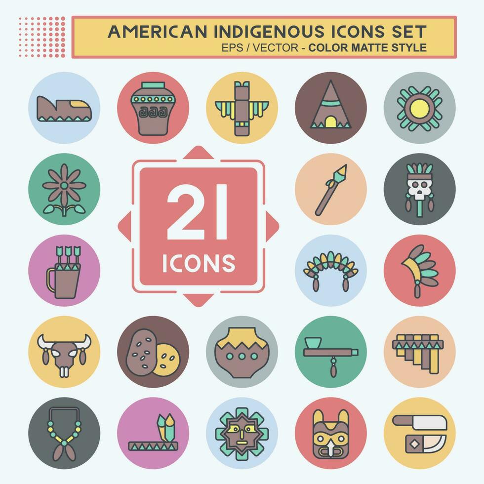 ícone conjunto americano indígena. relacionado para Educação símbolo. cor companheiro estilo. simples Projeto editável vetor