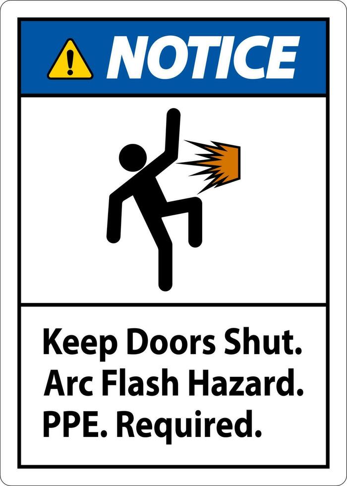 aviso prévio placa manter portas fechar arco instantâneo perigo ppe requeridos vetor