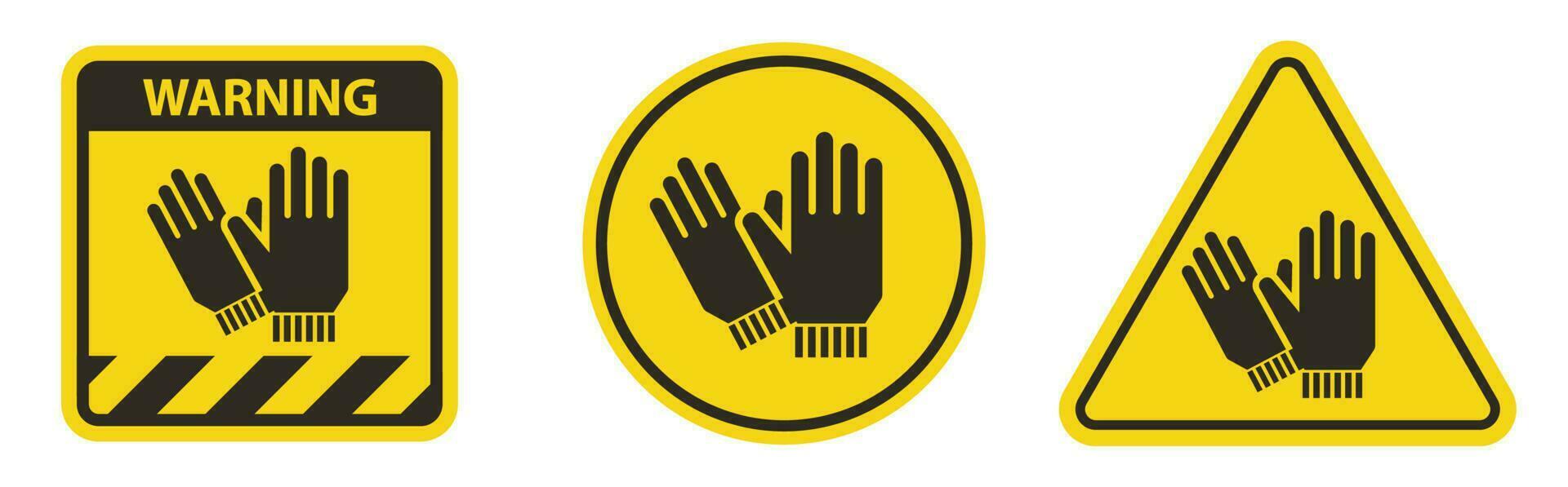 proteção de mãos necessária sinal em fundo branco vetor