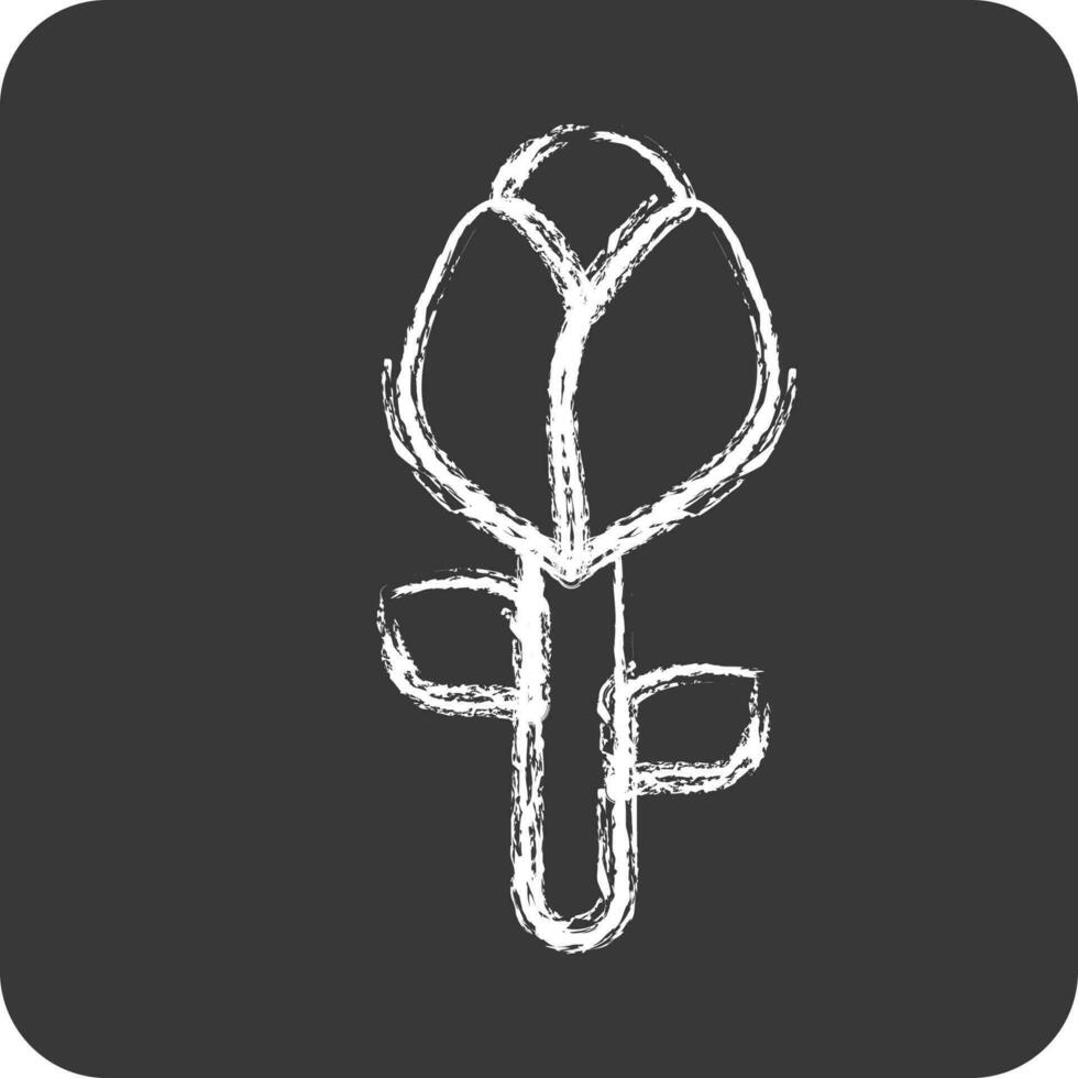 ícone rosa 2. relacionado para flora símbolo. giz estilo. simples ilustração. plantar. carvalho. folha. rosa vetor