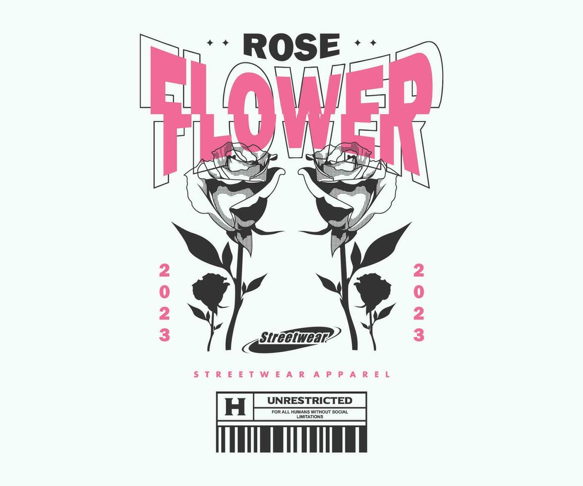 futurista ilustração do rosa flor t camisa projeto, vetor gráfico, tipográfico poster ou Camisetas rua vestem e urbano estilo