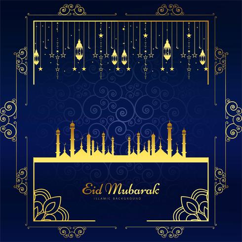 Linda ilustração de fundo de cartão Eid Mubarak vetor