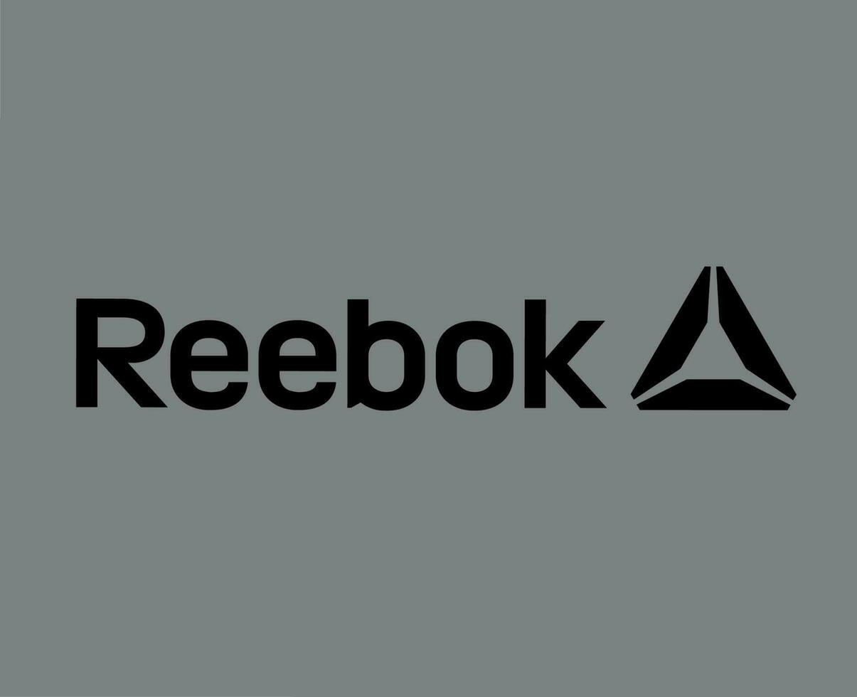 reebok marca logotipo com nome Preto símbolo roupas Projeto ícone abstrato vetor ilustração com cinzento fundo